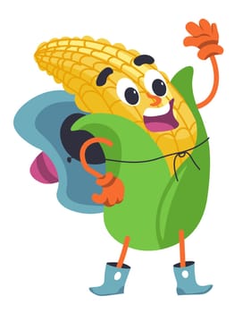 Mexican food ingredients, corn with hat and boots