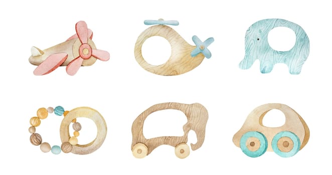 Watercolor wooden toys for infant baby