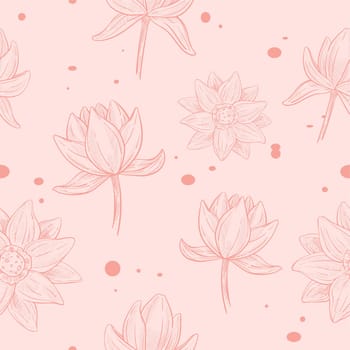 Flowers in blossom, blooming lotus pattern print