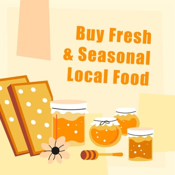 Buy fresh and seasonal local food, honey in jar