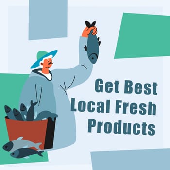 Get best local fresh products, tasty fish vector