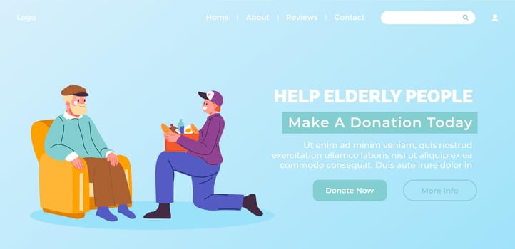 Help elderly people, make donation today, vector