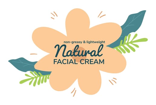 Natural facial cream, non greasy and lightweight