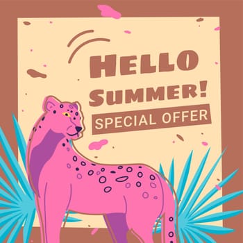 Hello summer special offer, promotional banner