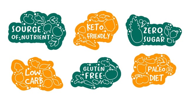 Label sticker set design with healthy nutrition