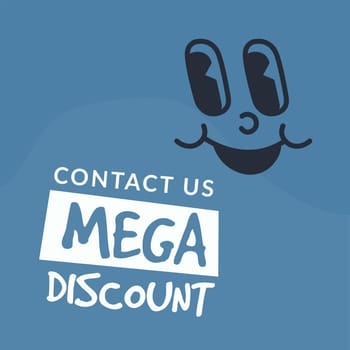 Contact us for mega discount, promo banner vector