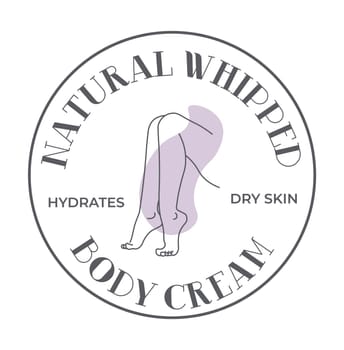Natural whipped body cream, care for skin label