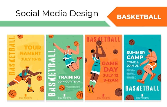 Social media set with basketball club promotion