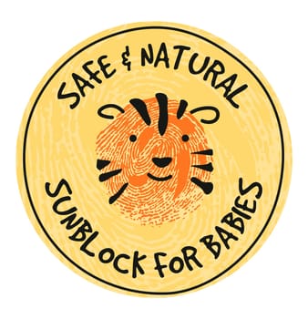 Safe and natural sunblock for babies, badge label