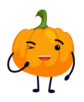 Winking pumpkin cartoon character sticker or emoji