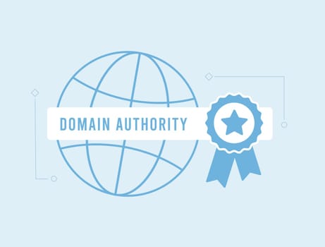 Domain Authority Checker concept. Aged Web Domains with Quality Backlinks and High Authority Scores. Vector illustration isolated on white background with icons