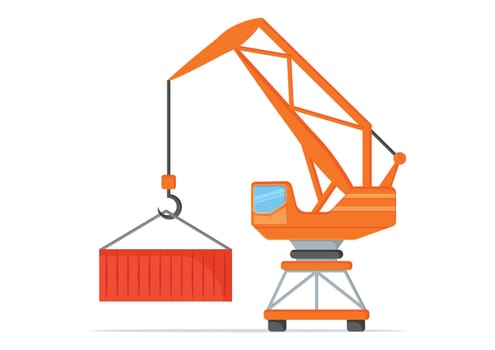 Ship port crane in flat style vector illustration isolated on white background