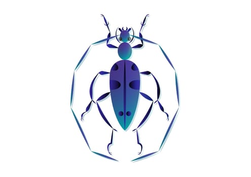 Beetle Insect With Giant Antennae Vector Art. Gnoma Zonalis Weird Insects