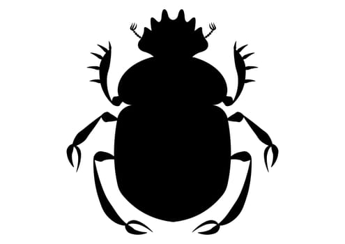 Black and White Scarab Dung Beetle Clipart