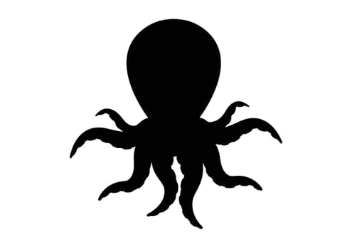 Octopus Silhouette Octopus with Tentacles Vector Flat Design