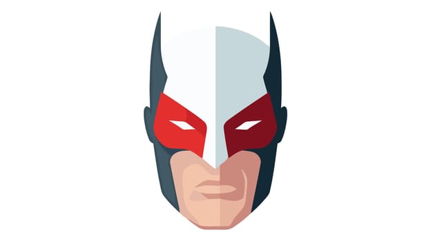 Super hero red mask for face character in flat style. Heroic or savior vector illustration. Photo props