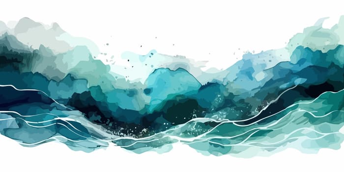 Beautiful watercolor background. Abstract turquoise watercolor painting. Vector illustration.