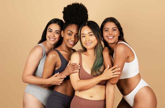 Four women in underwear showcasing natural beauty and diversity