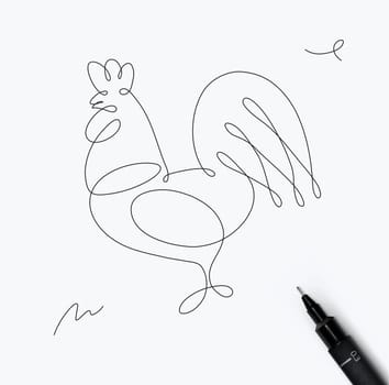 Rooster pen line style