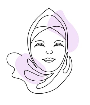 Smiling female character portrait, woman in hijab