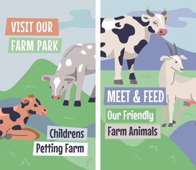 Farm park for children, animals for petting vector