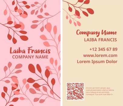 Company name on business card with personal info