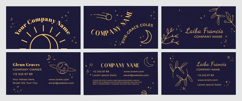 Business card brending design with night sky