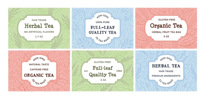 Sticker label design set for herbal tea package