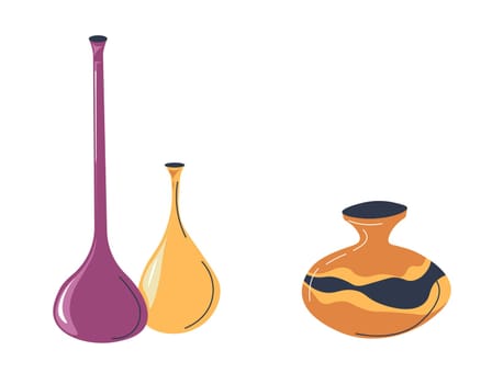 Vases decoration for home interior design, vector
