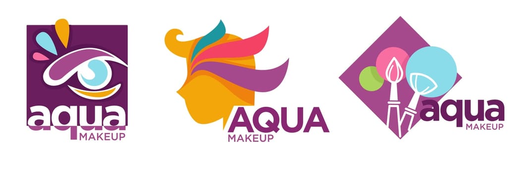 Aqua makeup, emblem for beauty salon vector icon