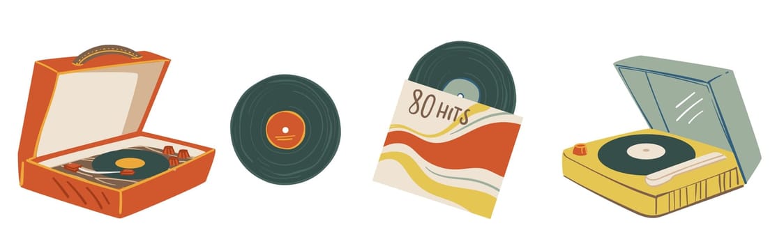 Hits and compositions on vinyl plates vectors