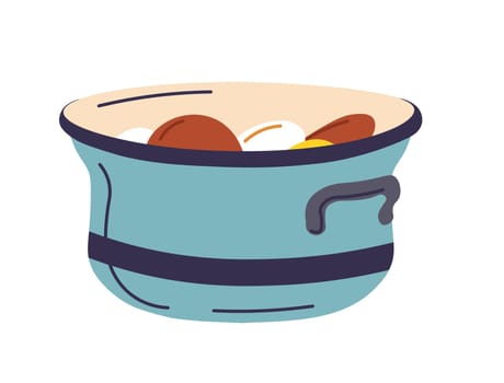 Cooking pan with vegetables or fruits, vector