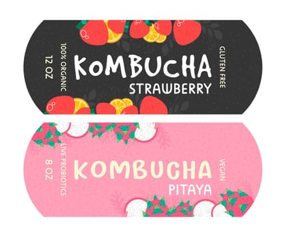 Kombucha with strawberry and pitaya taste, package