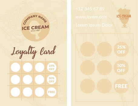 Loyalty card with percent for sale, ice cream