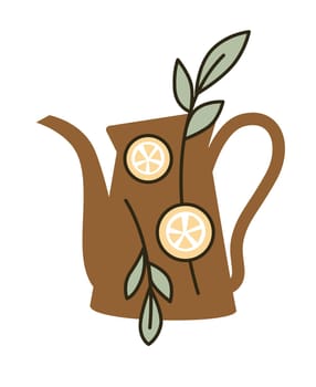 Organic and natural tea beverage in pot, lemonade