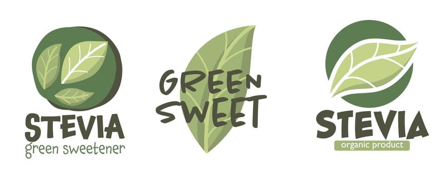 Stevia green sweetener organic products vector