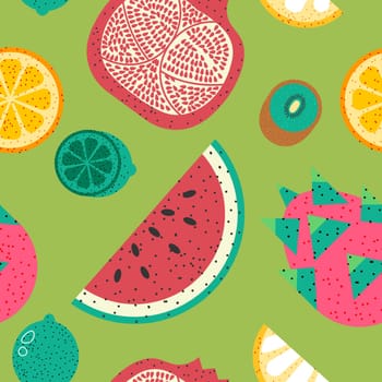 Tasty organic fruits, watermelon and pomegranate