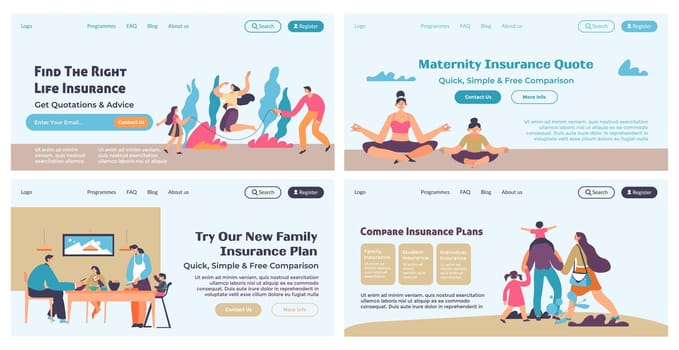 Web banner set design for insurance plan offer