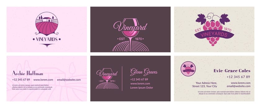 Business card design set for vineyard company