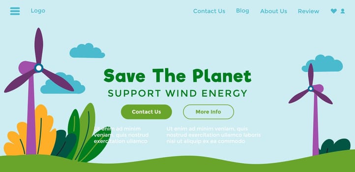 Save the planet, support wind energy, website