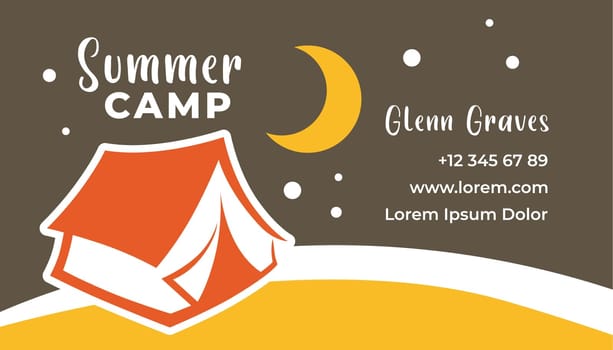 Summer camp, business or visiting card vector