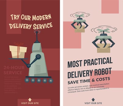 Try our modern delivery service, robot vector