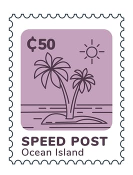 Speed post ocean island, postmark or card for mail