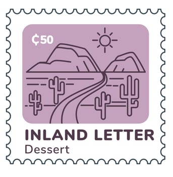 Inland letter, desert landscape, postcard or mark