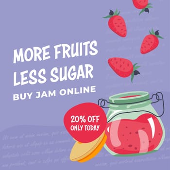 More fruits less sugar, buy jam online banner