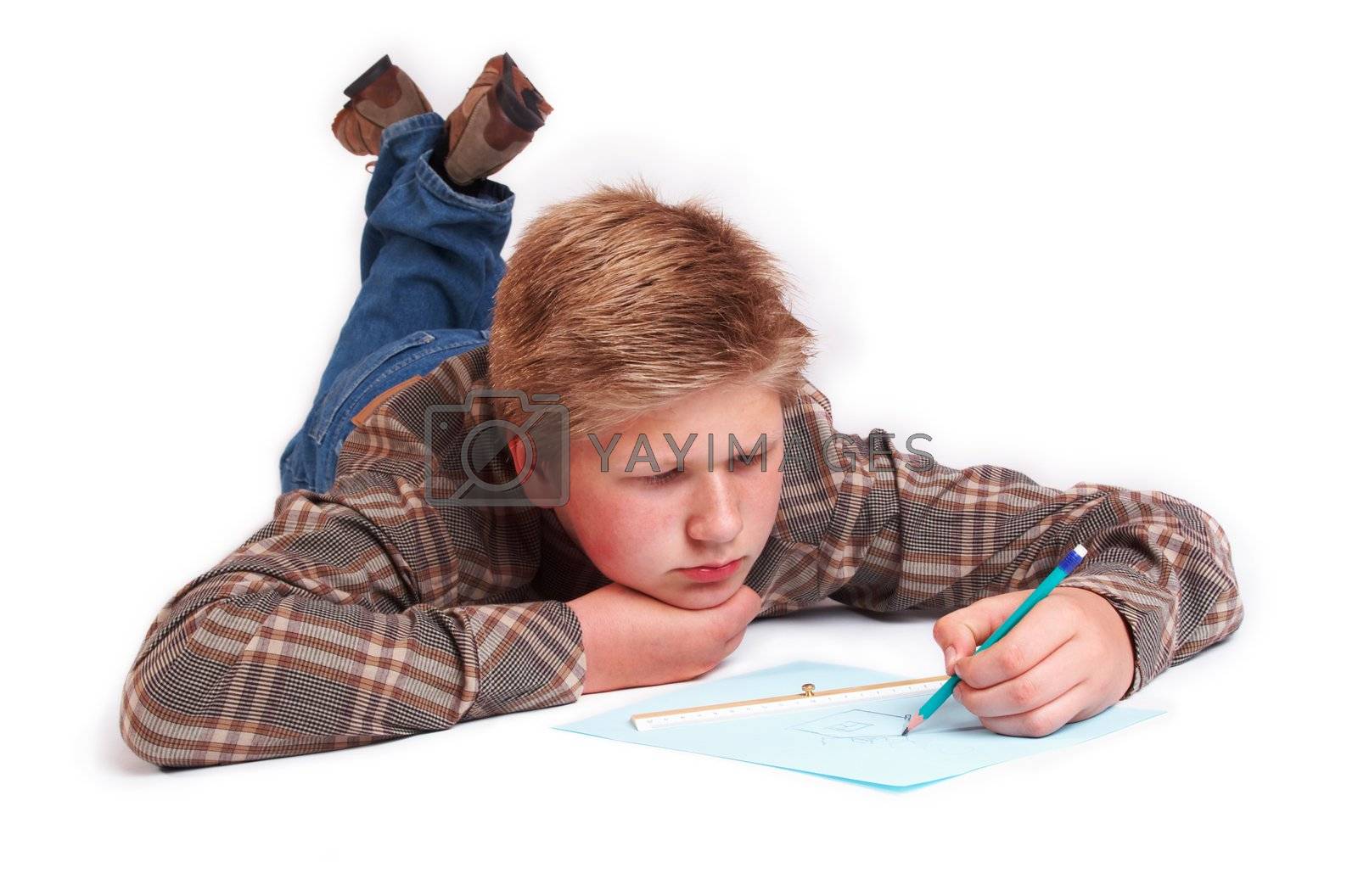 Royalty free image of Blond boy drawing a picture by MikLav