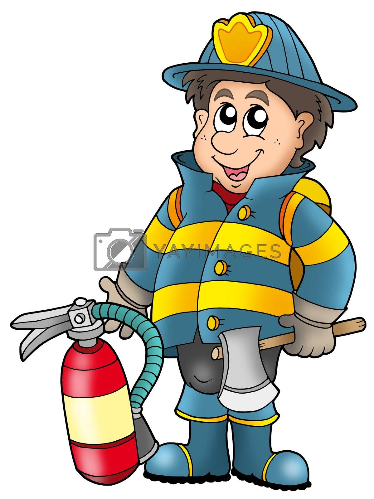 Royalty free image of Fireman holding fire extinguisher by clairev