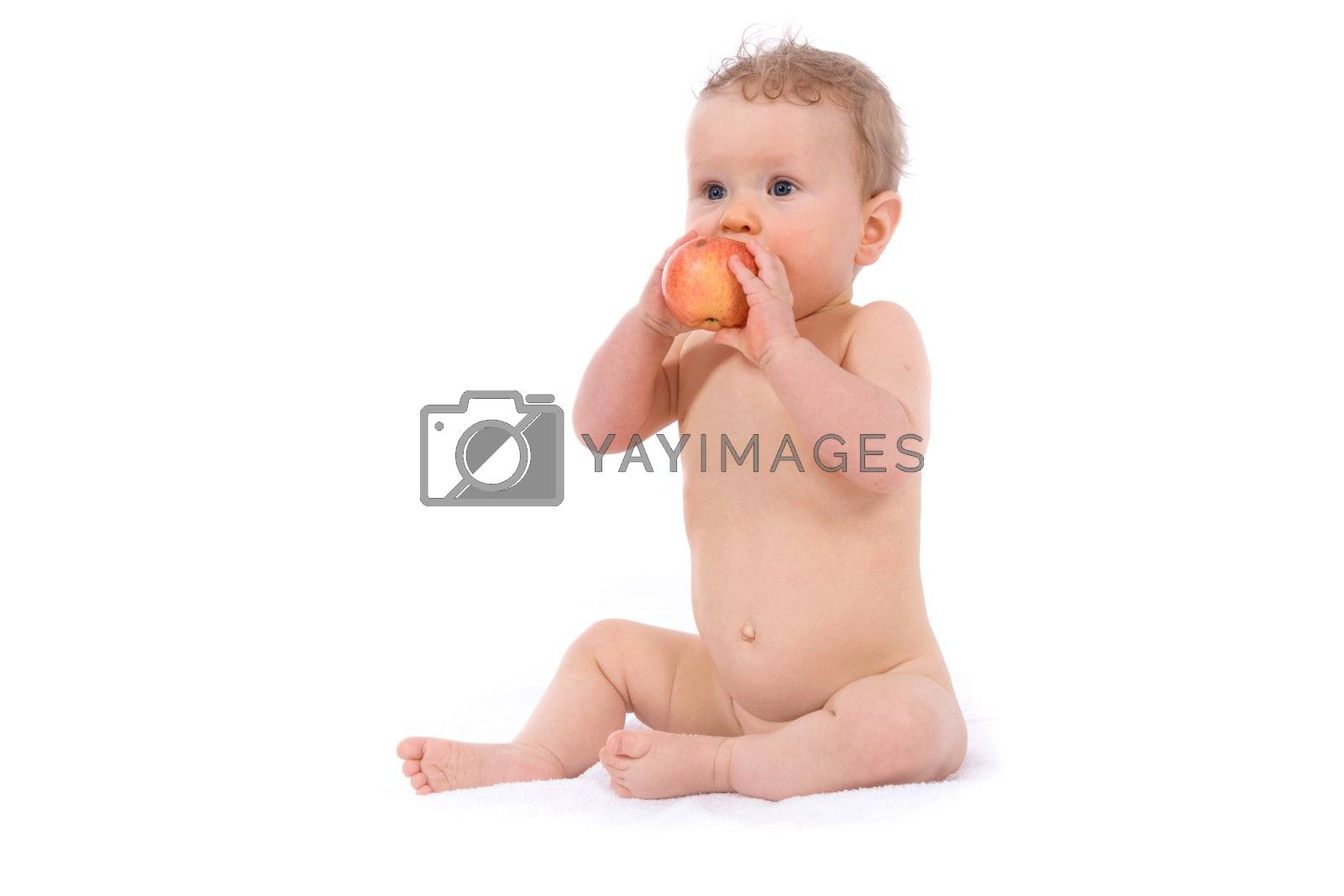 Royalty free image of baby with apple by izi1947