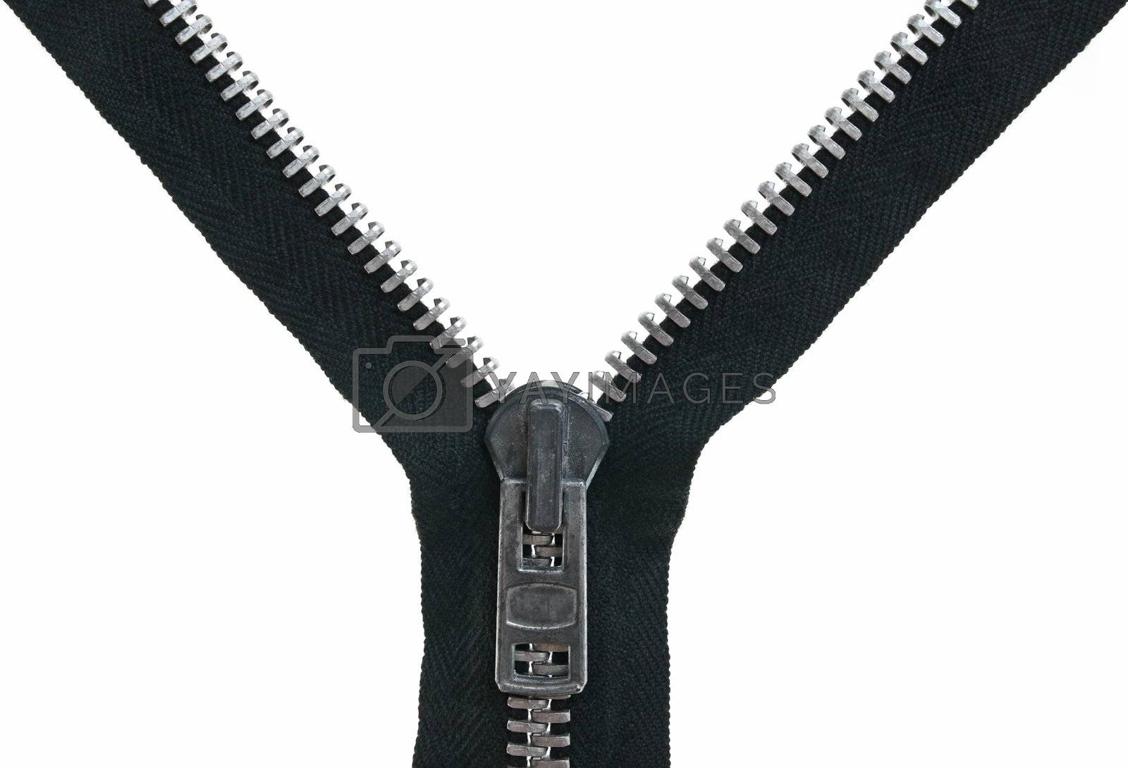 Royalty free image of Unzipped metal zipper by anikasalsera