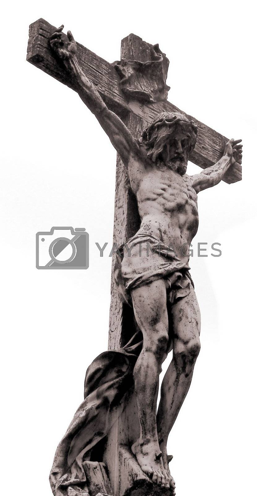 Royalty free image of Ancient marble statue of crucified Jesus Christ by fotosergio